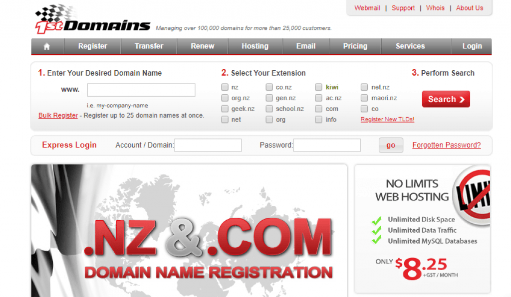 1st domain NZ web hosting